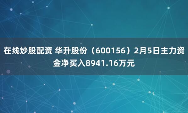在线炒股配资 华升股份（600156）2月5日主力资金净买入8941.16万元