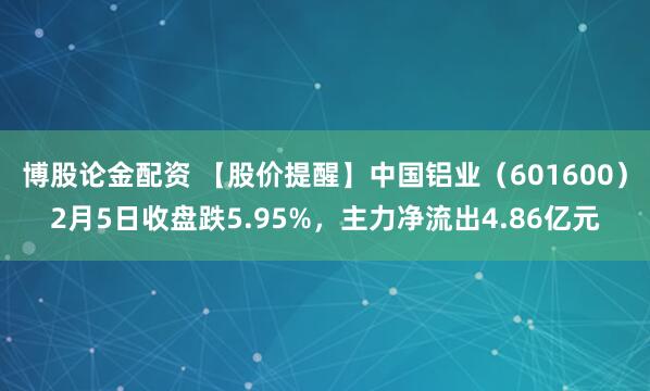 博股论金配资 【股价提醒】中国铝业（601600）2月5日收盘跌5.95%，主力净流出4.86亿元