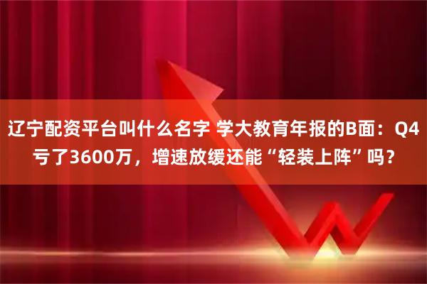 辽宁配资平台叫什么名字 学大教育年报的B面：Q4亏了3600万，增速放缓还能“轻装上阵”吗？